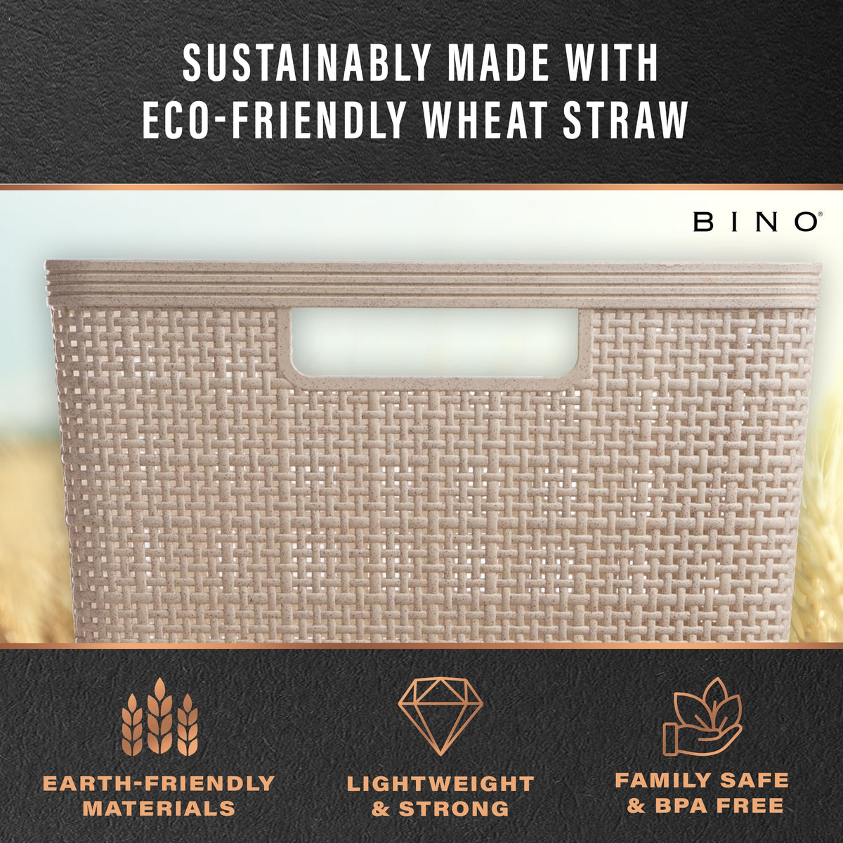 BINO woven plastic basket complements kitchen organization with durable lightweight storage.