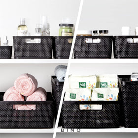BINO kitchen pantry use shows versatile storage for jars and utensils.