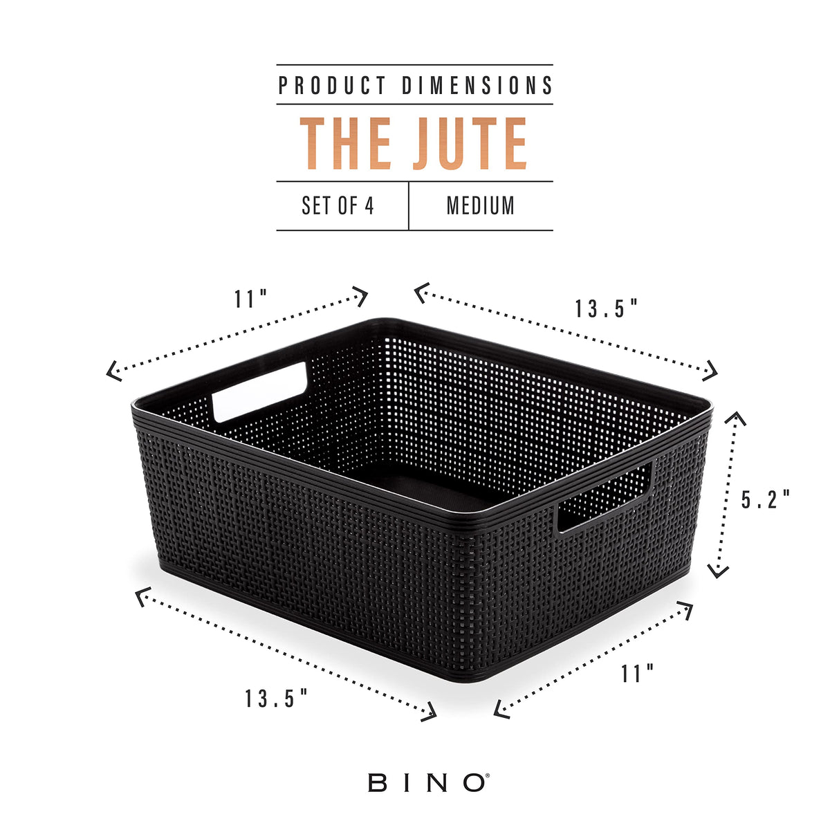 BINO woven plastic basket medium black in pantry scene for versatile storage.