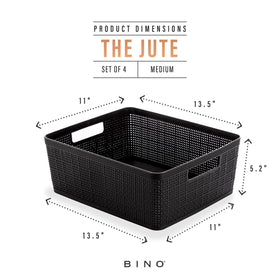 BINO woven plastic basket medium black in pantry scene for versatile storage.