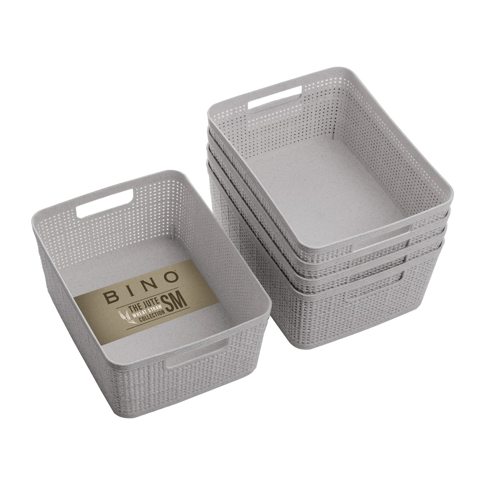 BINO small natural grey woven basket front view for neat storage