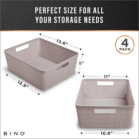 BINO under-sink pantry arrangement with durable plastic baskets.