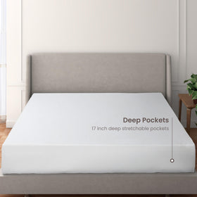 BIOWEAVES organic cotton pockets stretch to keep protector securely in place.