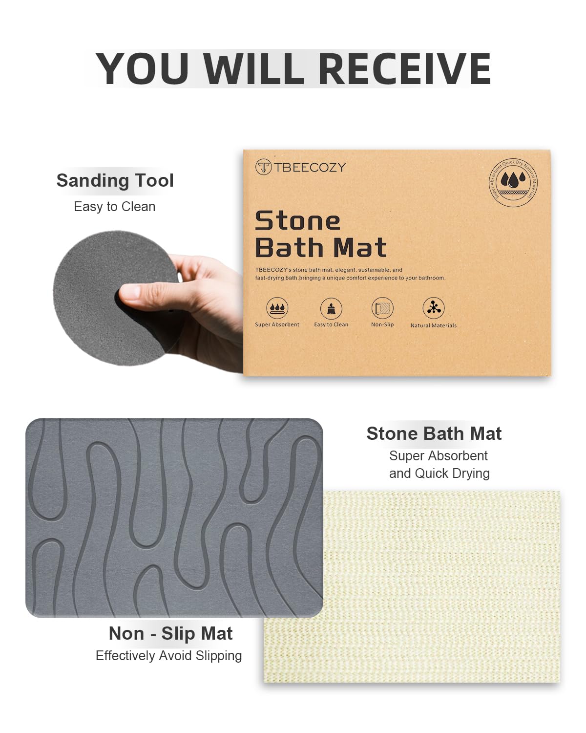BIOIWGY textured surface aids grip when stepping out