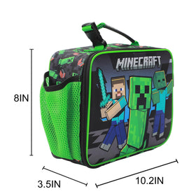 Bioworld Minecraft Creepers lunch kit side pocket stores water bottle