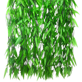 Bird Fiy artificial wicker vine closeup with silk leaves for elegant decor