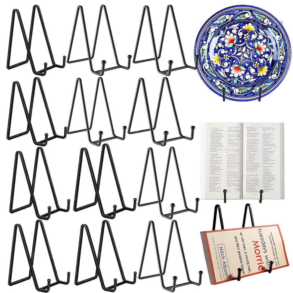 Birity 12-pack 6-inch plate stands provide a stable tabletop display for plates.