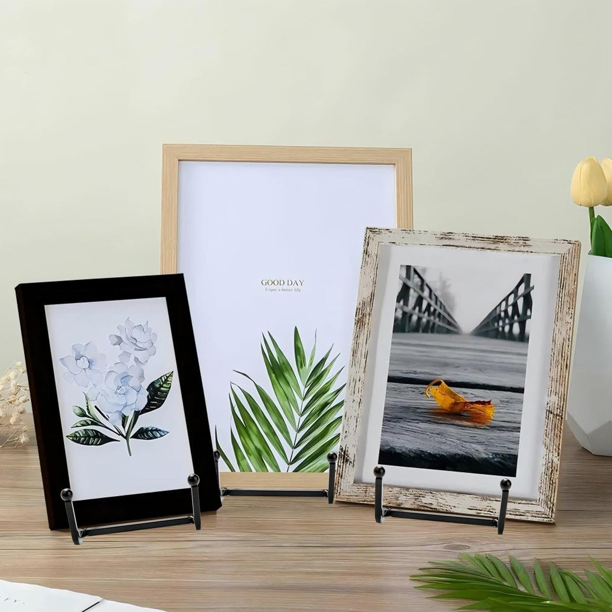 Birity display easel for plates organizes cards and canvases neatly.