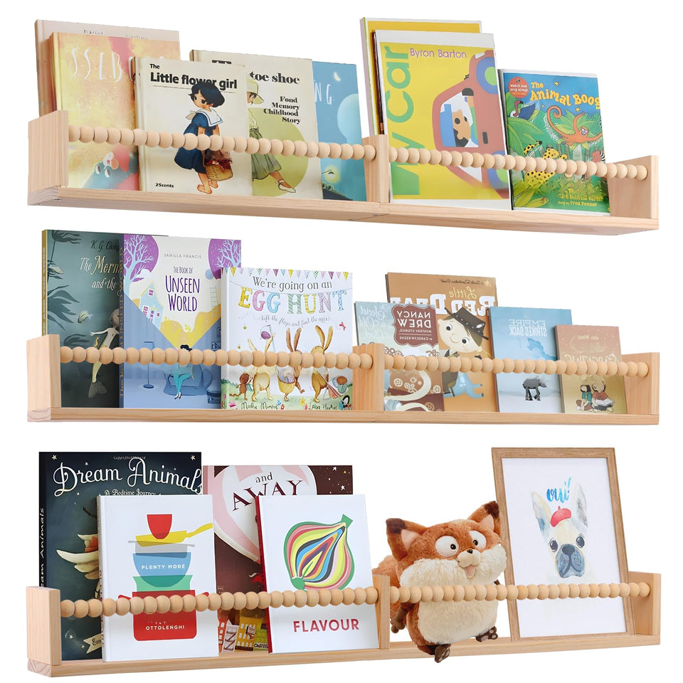 birola nursery book shelves 3-pack on wall show space-saving storage for kids' rooms.