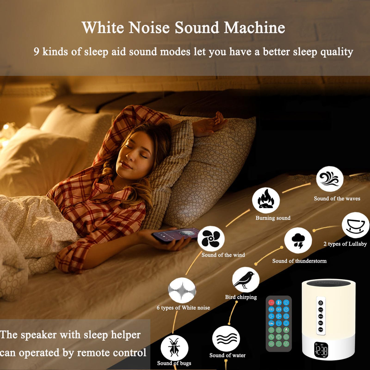 Biseoamz night light with full color options for cozy ambiance