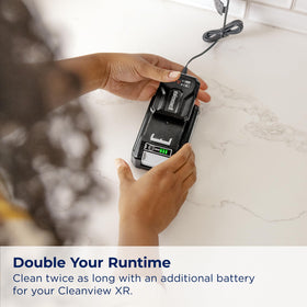 Bissell CleanView XR Pet battery powers efficient pet-hair cleanup.