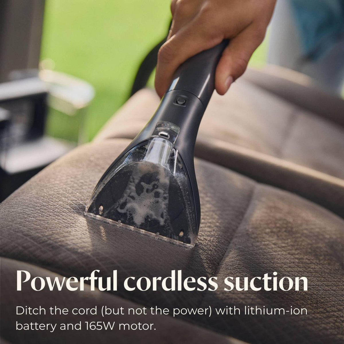BISSELL Little Green Cordless battery pack demonstrates extended runtime power.