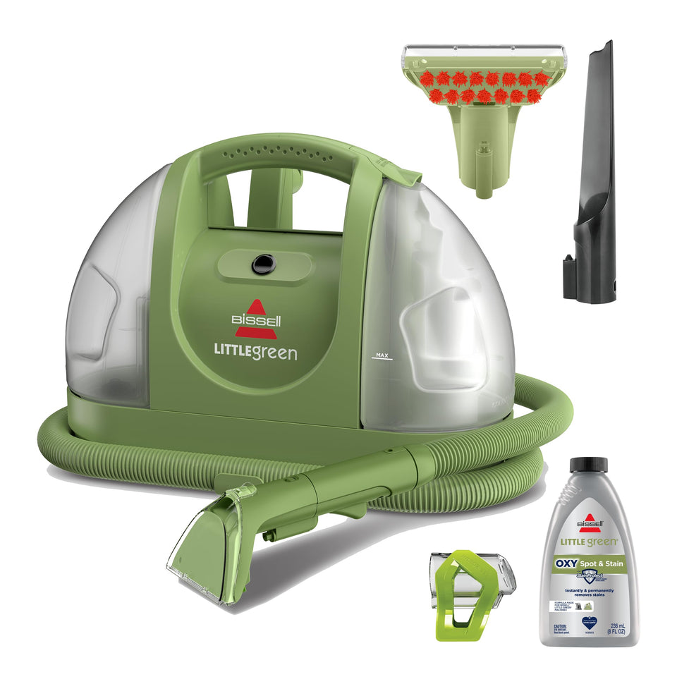 Bissell Little Green front view, compact design for quick spot cleanups.