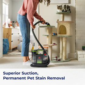 BISSELL Little Green Max Pet Hair Removal Tool cleans upholstery efficiently.