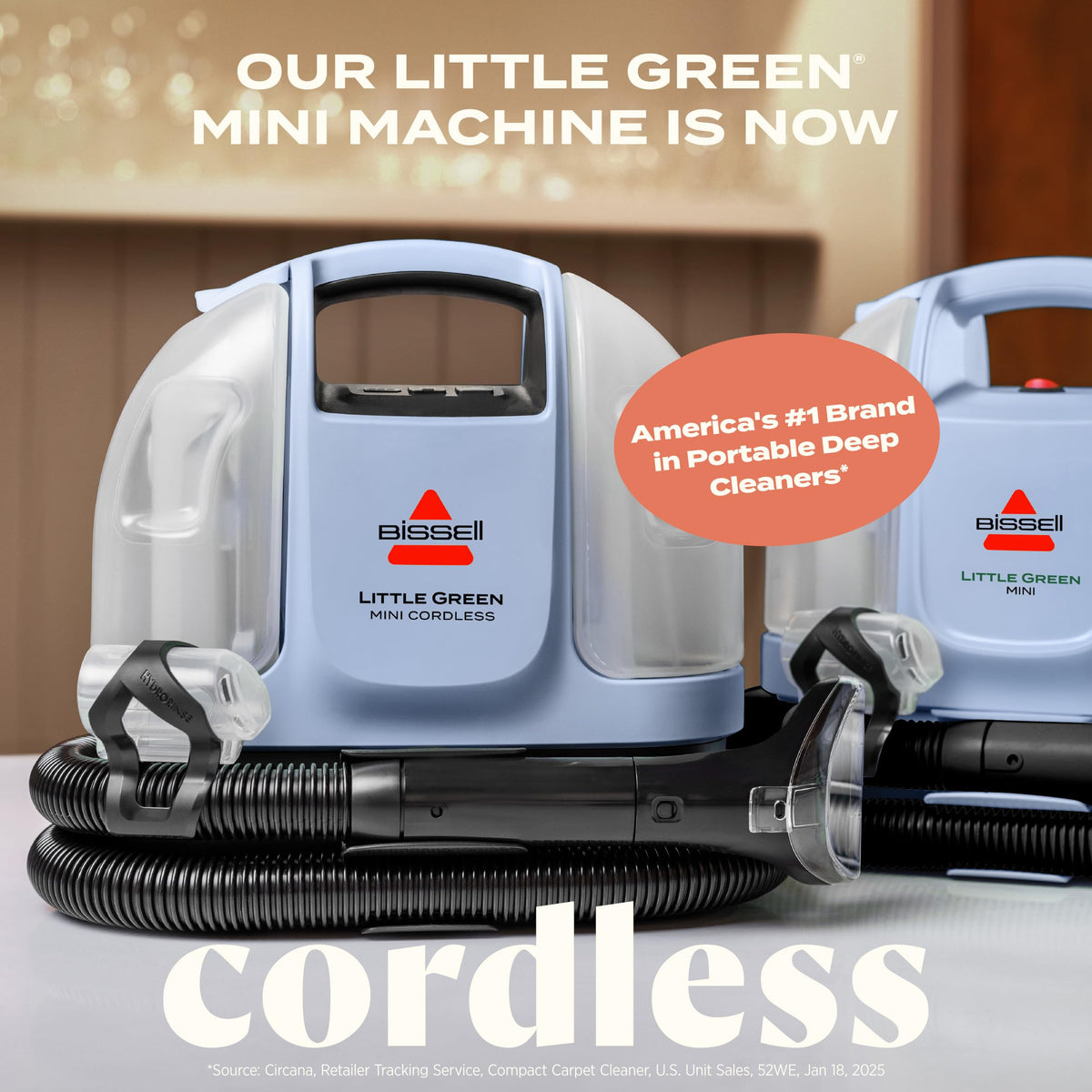 Bissell Little Green Mini BatteryBoost+ extends cordless runtime for longer cleanups.