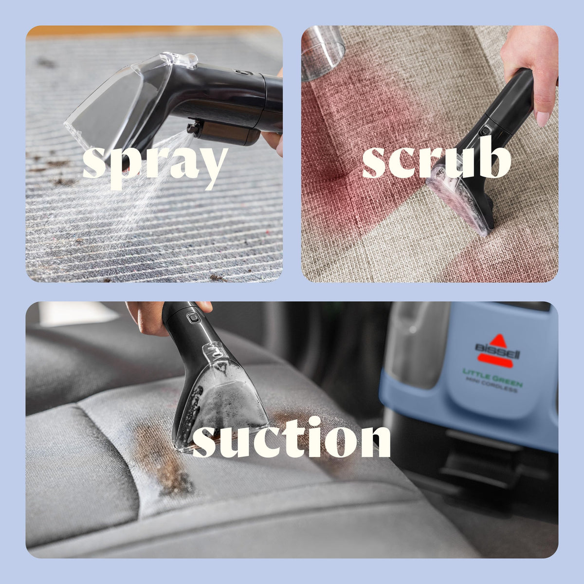 HydroRinse self-cleaning hose tool keeps hoses clean after messes.