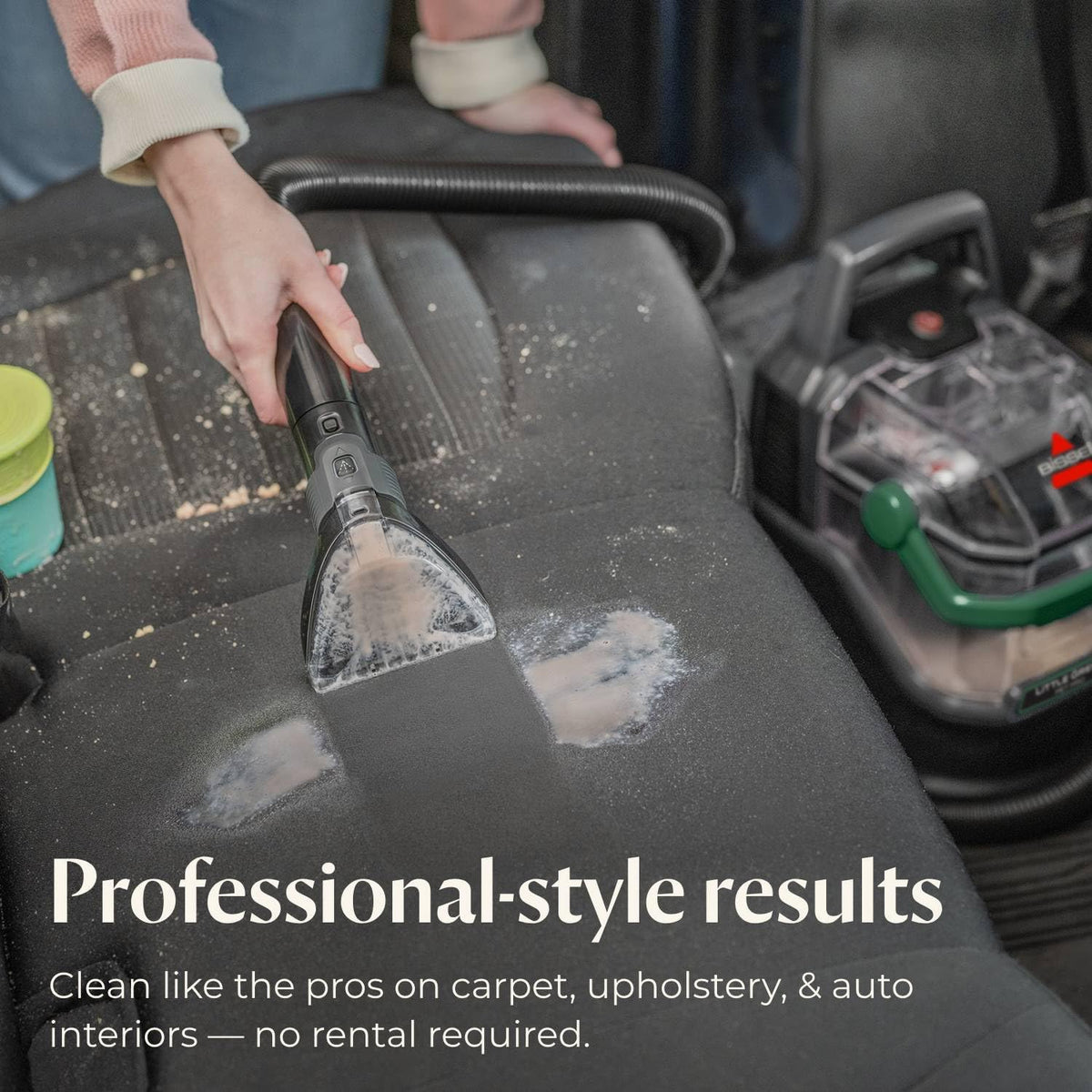 Bissell Little Green Pet Pro effectively removes pet hair from car interiors
