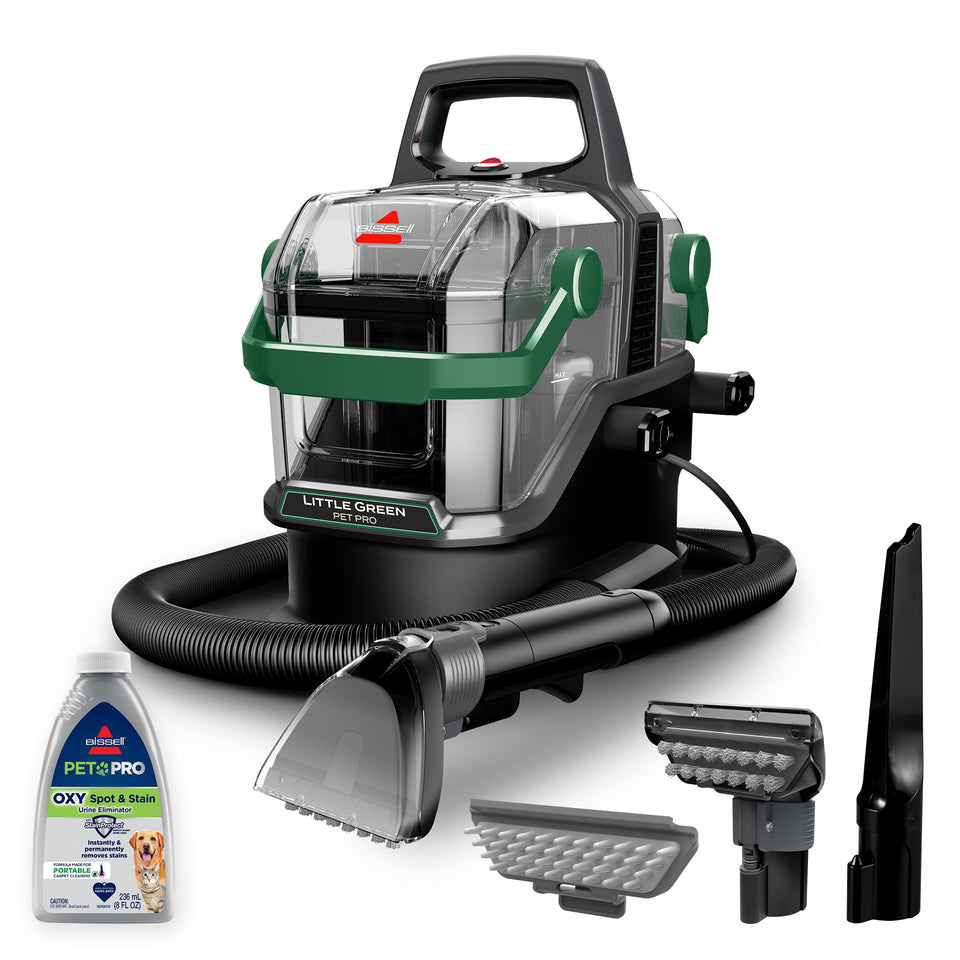 Bissell Little Green Pet Pro removes stubborn stains from upholstery