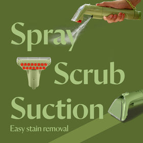 Bissell Little Green portable design shown for easy maneuverability around stairs.