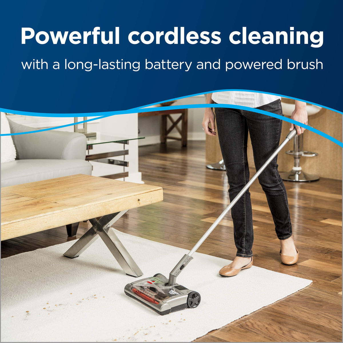 Bissell Perfect Sweep Turbo cordless rechargeable power for quick messes.
