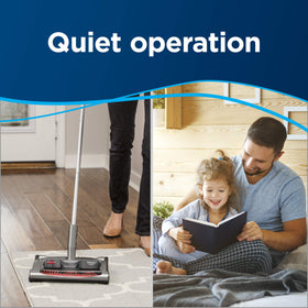 Bissell Perfect Sweep Turbo reaches under furniture for tight space cleaning.
