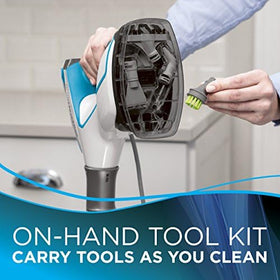 Bissell PowerFresh Slim extension wand shown for high-reach cleaning around edges.