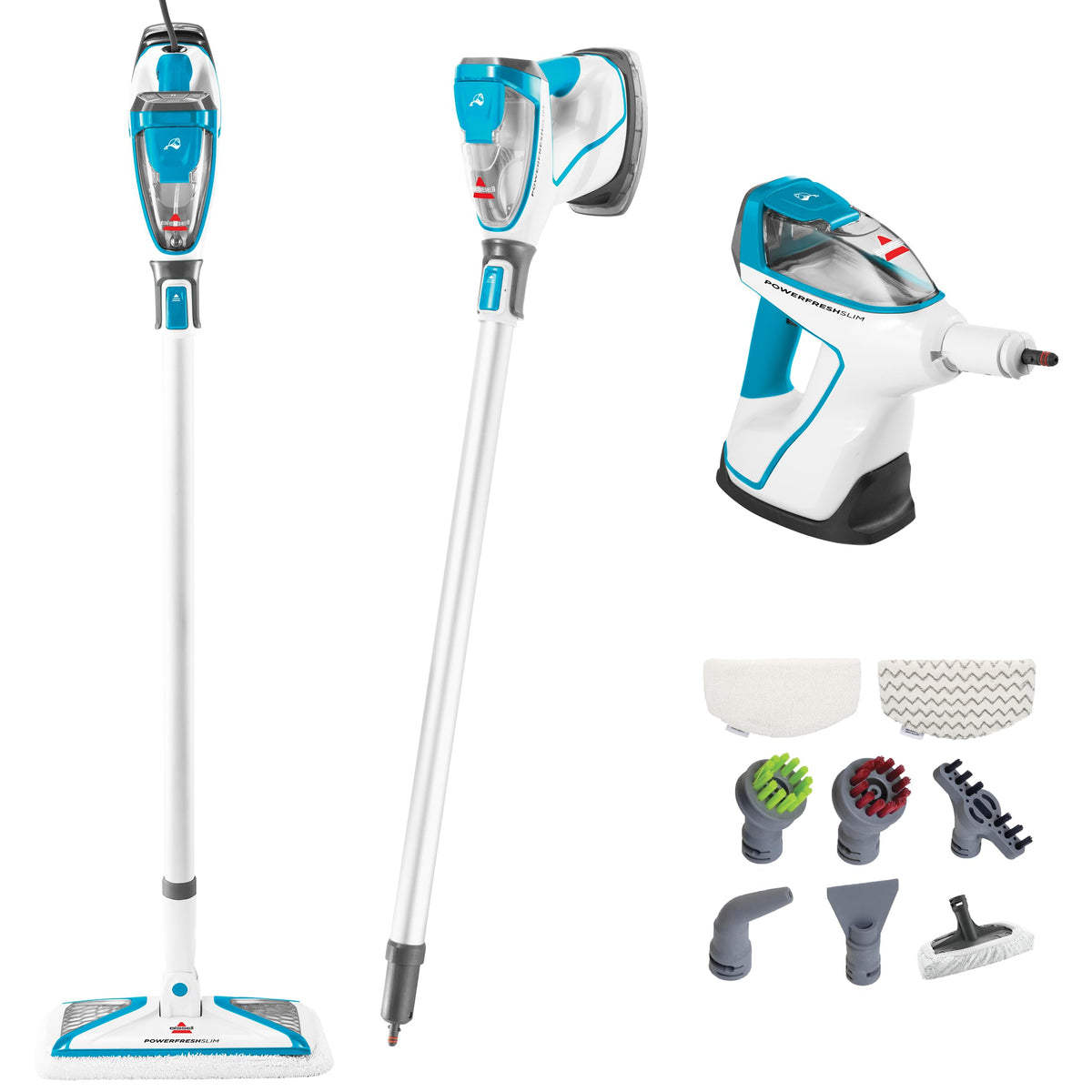 Bissell PowerFresh Slim upright steam mop for thorough floor cleaning on sealed surfaces.