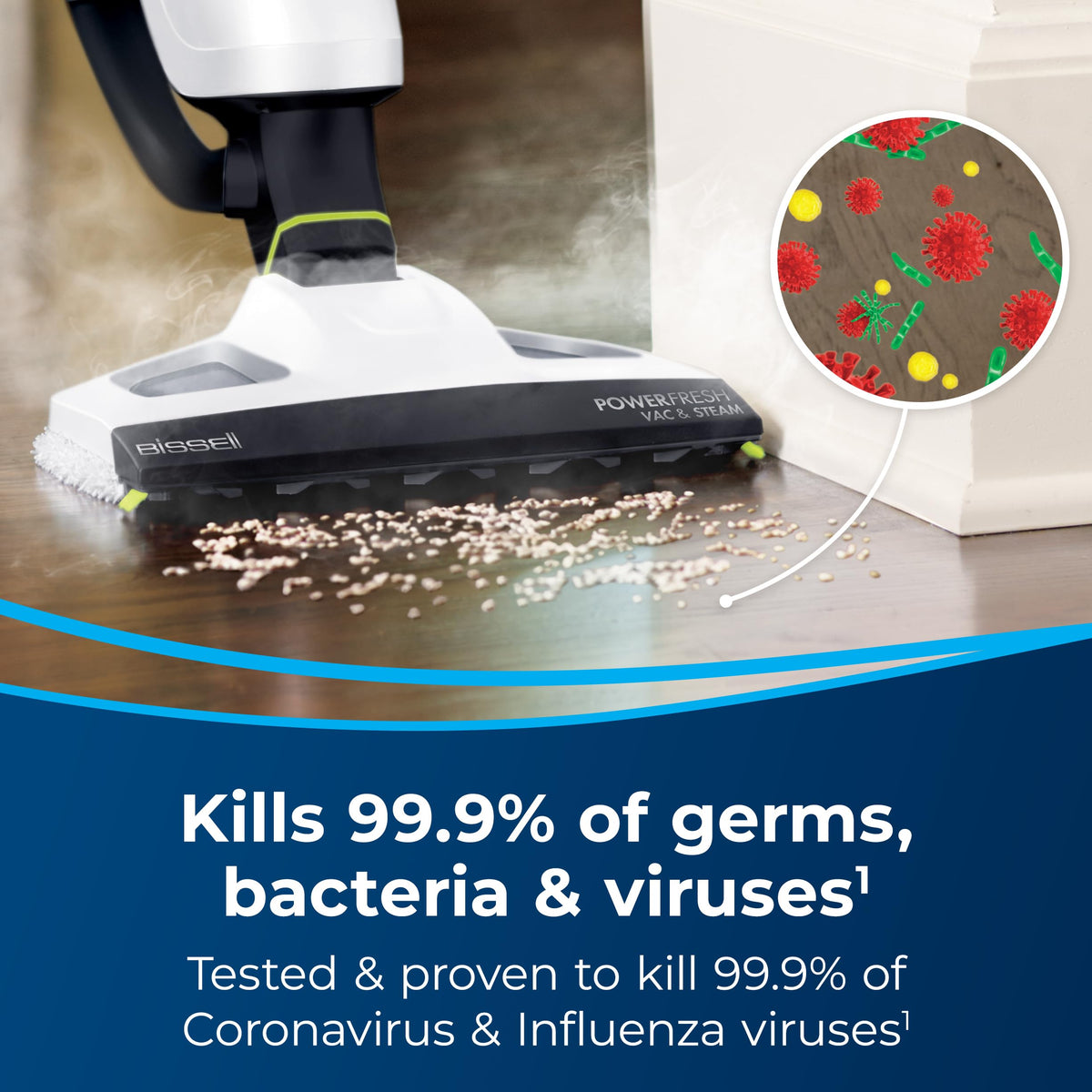 BISSELL PowerFresh easy Touch controls for quick vacuum or steam switching.