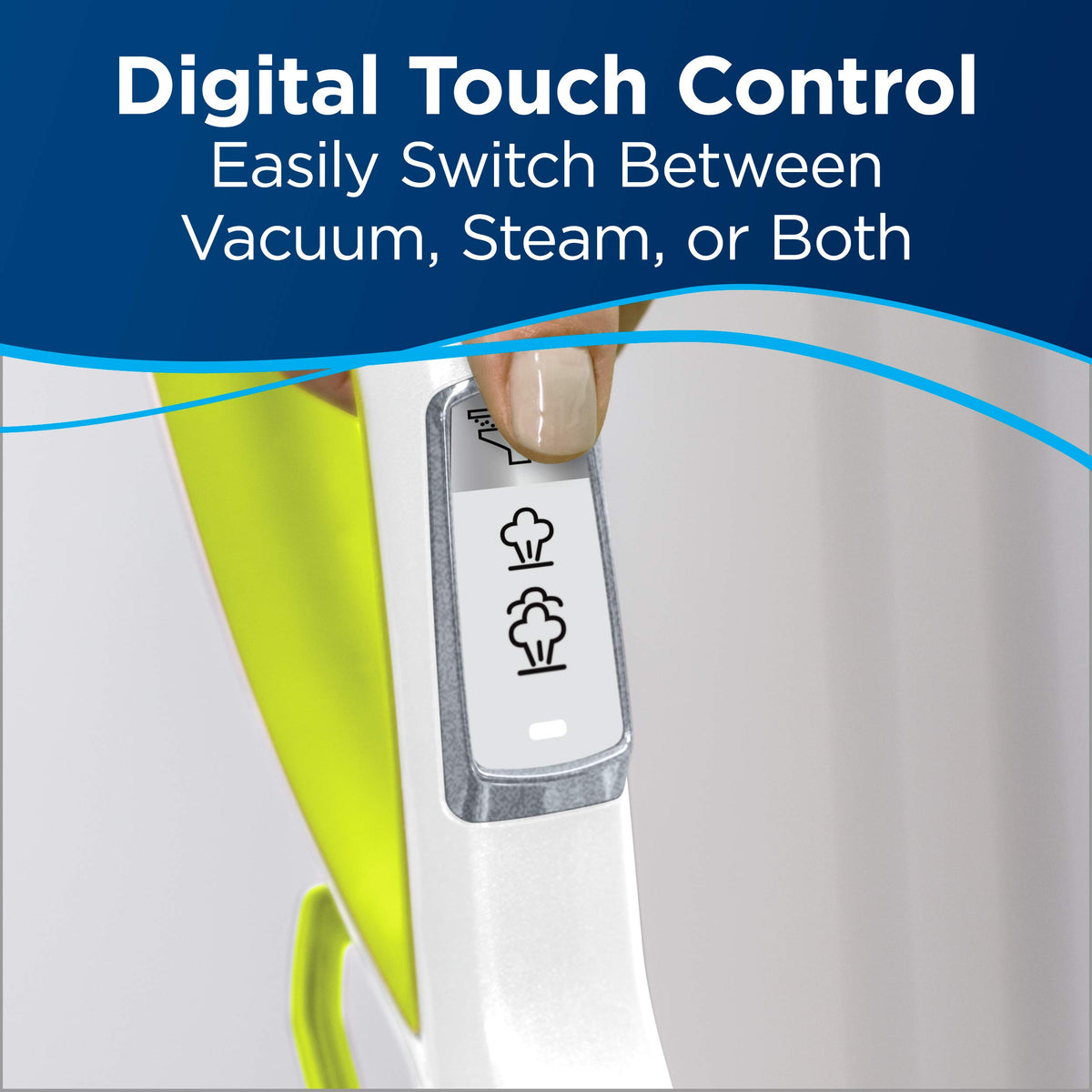 BISSELL steam action deep cleans while the vacuum captures dirt and debris.