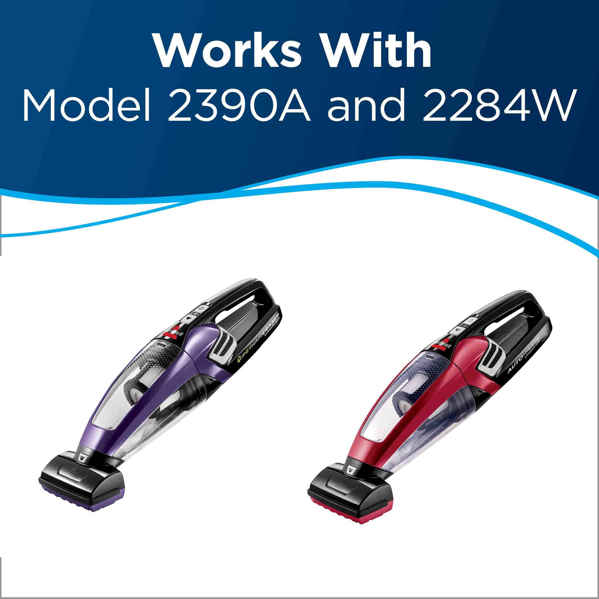 Two reusable filters for BISSELL hand vac 2390A/2284W improve airflow.