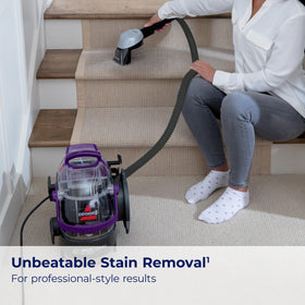 Bissell SpotClean Pro Pet long hose enables access to upholstery