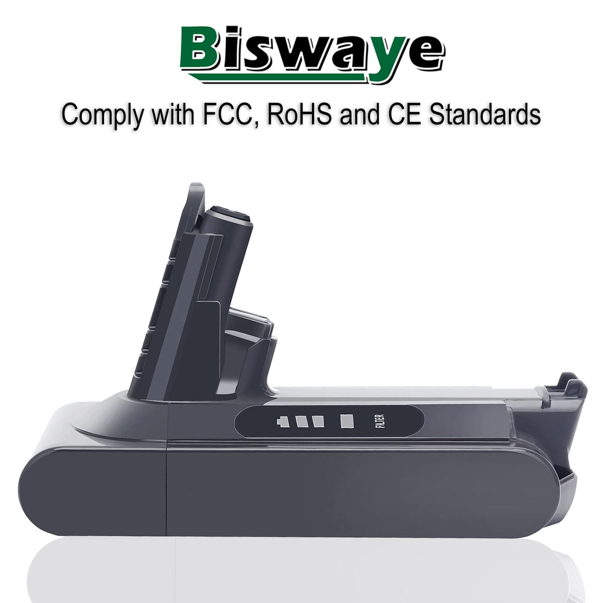 Biswaye 25.2V 5000mAh battery for Dyson V10 compatibility and long power