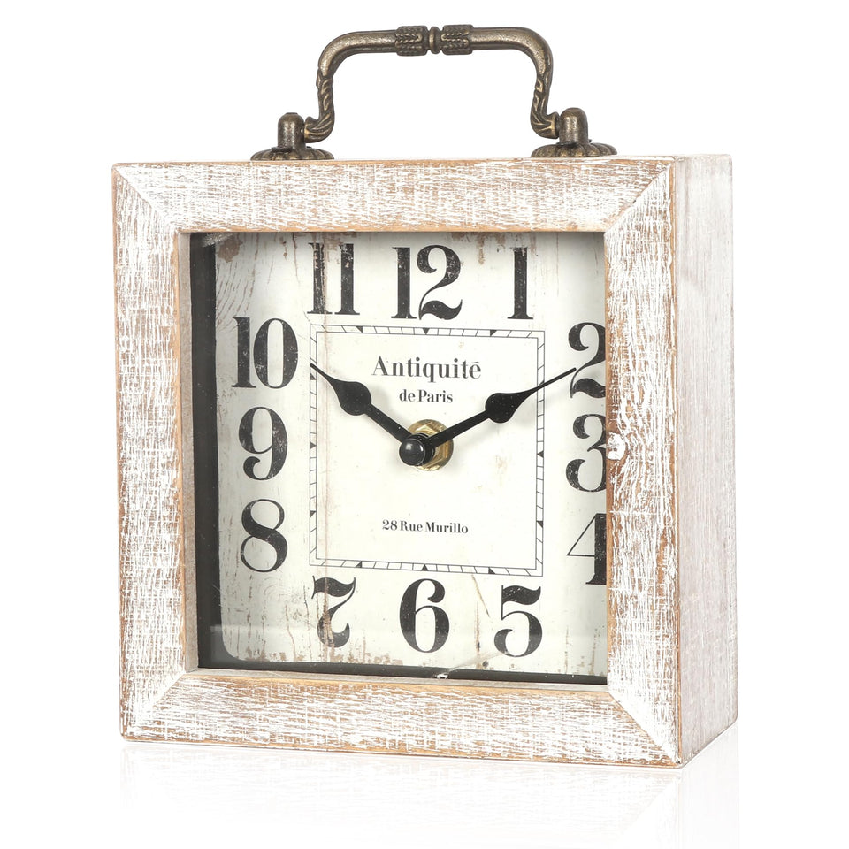 BITALYE retro desk clock in white finish on a desk for easy time checks