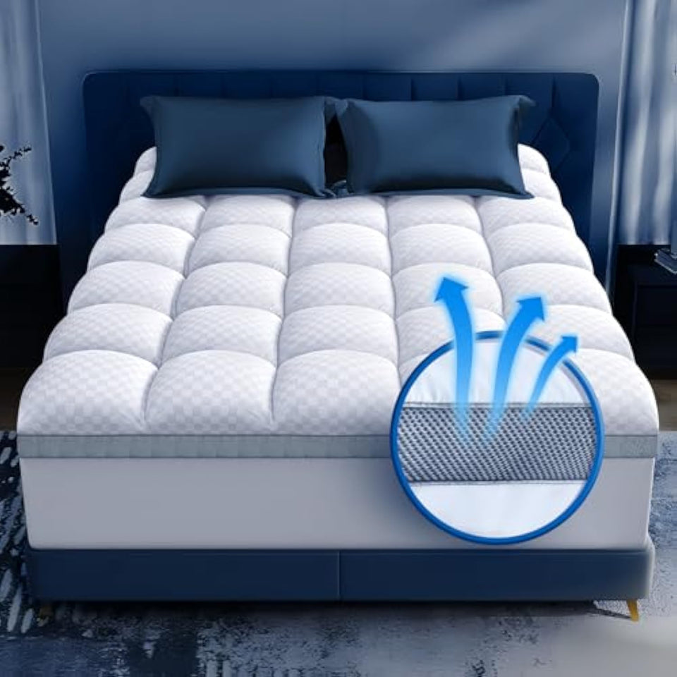 Biteany marshmallow-balance topper king close-up showing plush memory foam comfort