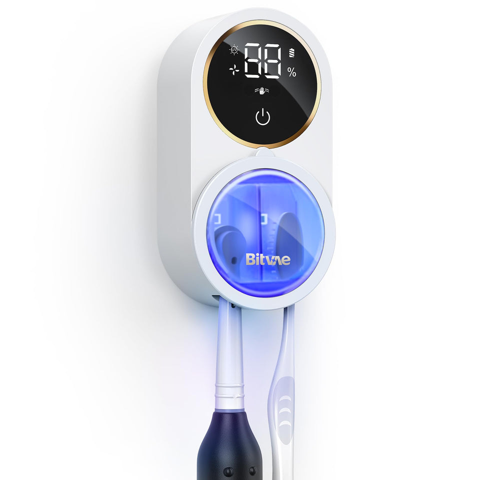 Bitvae toothbrush cleaner UV sanitization for deeper bristle cleaning in bathroom