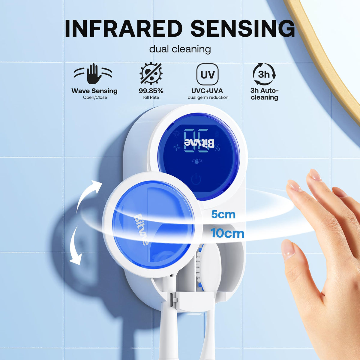 Bitvae wall-mount toothbrush holder saves counter space and keeps brushes organized