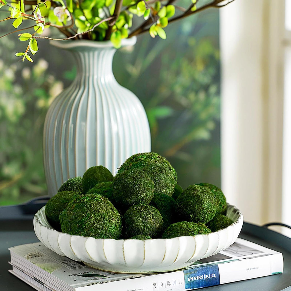 Biubee moss balls 2-2 inch globes add compact greenery to vases