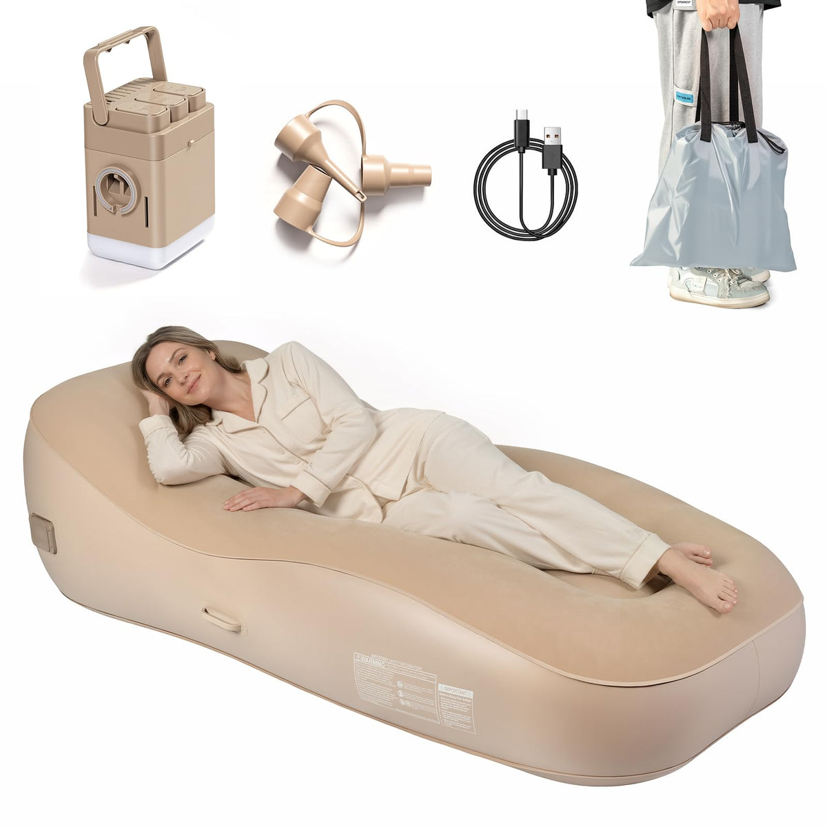 BIUNZZIG inflatable couch with built-in pump for quick outdoor setup