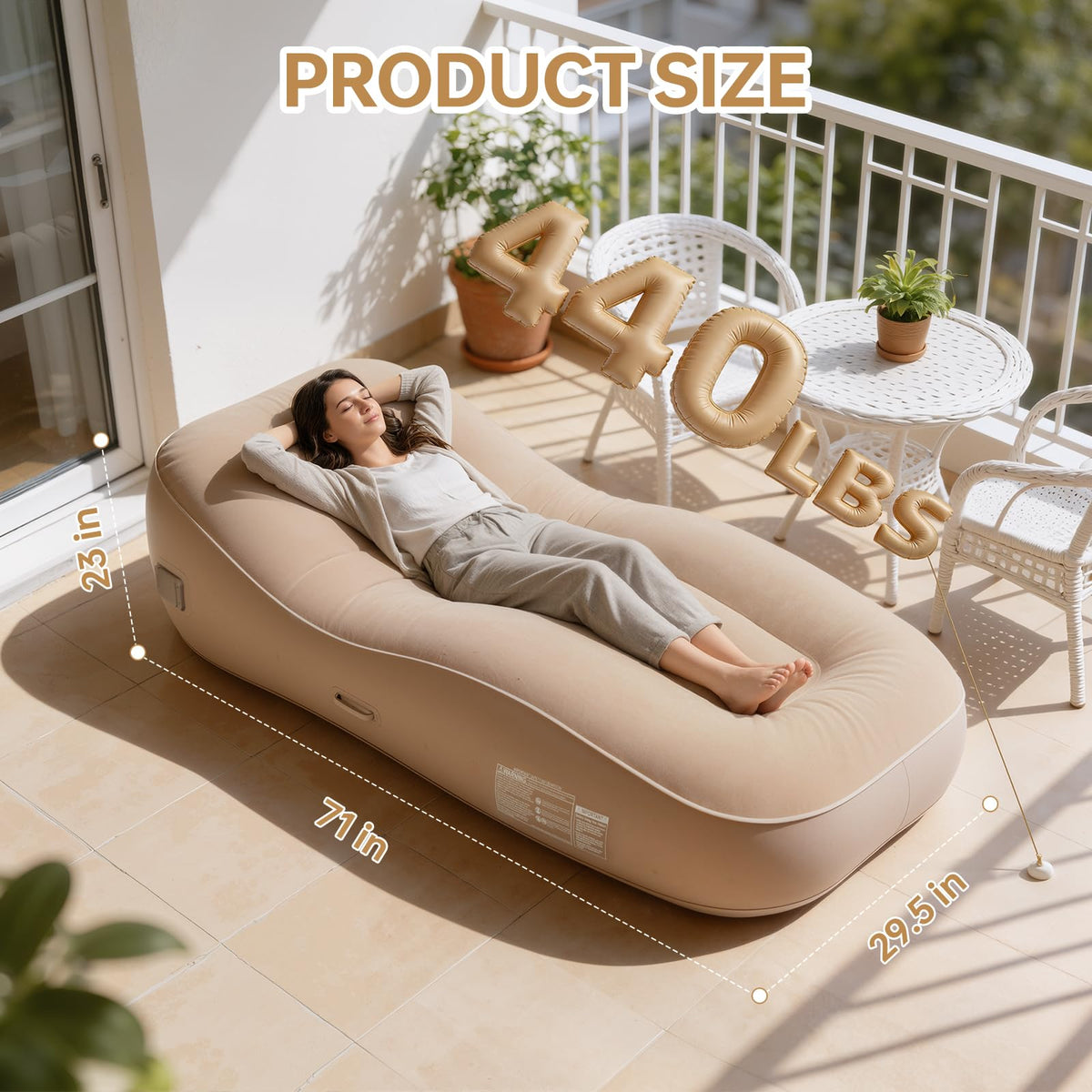 BIUNZZIG inflatable couch with camping lighting for outdoor visibility