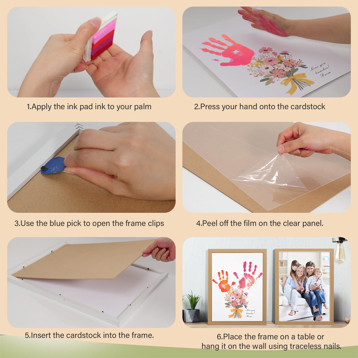 Bixinyo handprint kit with wall hooks demonstrates easy wall or table display