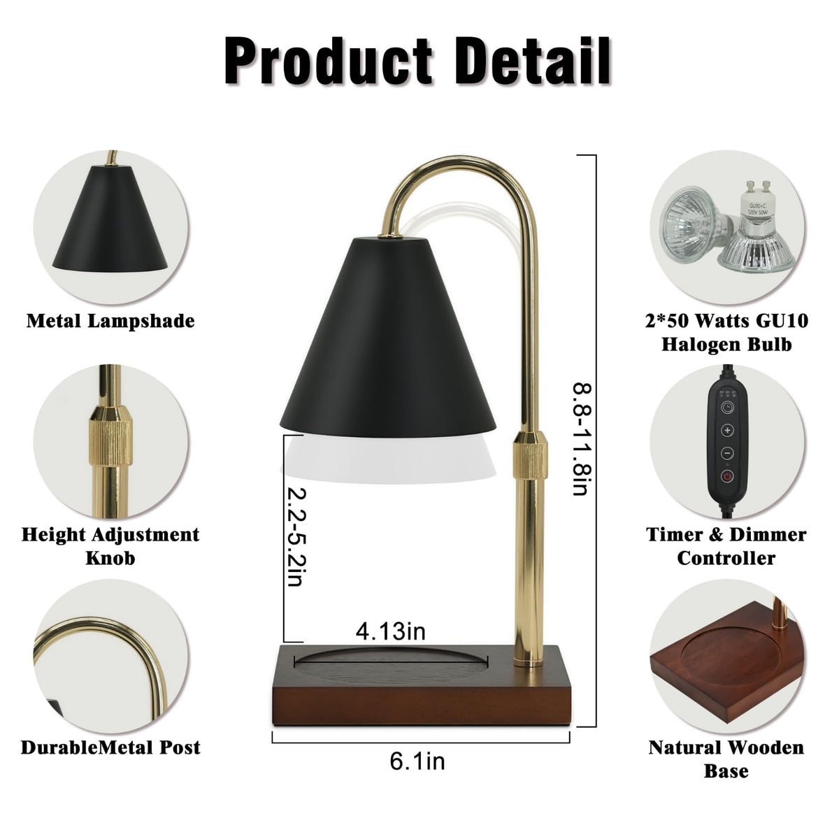 BJFFN Candle Warmer Lamp lamp head demonstrates sleek design for modern decor.