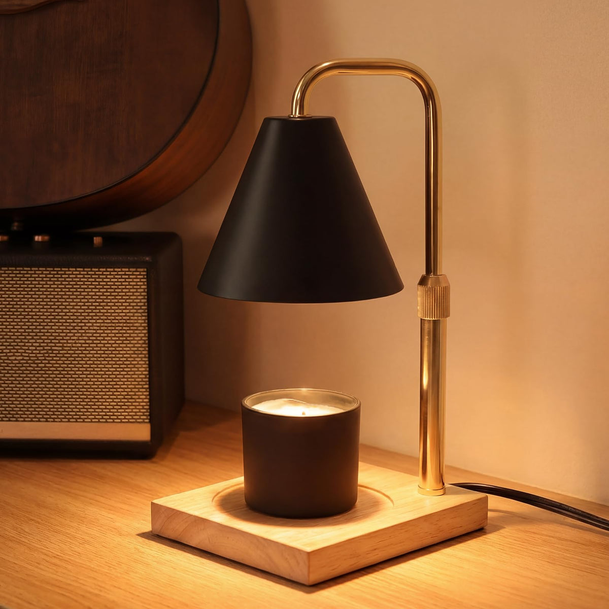 BJFFN candle warmer lamp on desk for safe, flame-free ambiance.