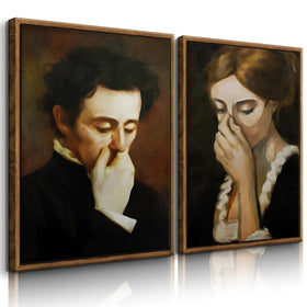 BJVJKSU framed bathroom wall art featuring a woman nose-pinching, adds vintage charm