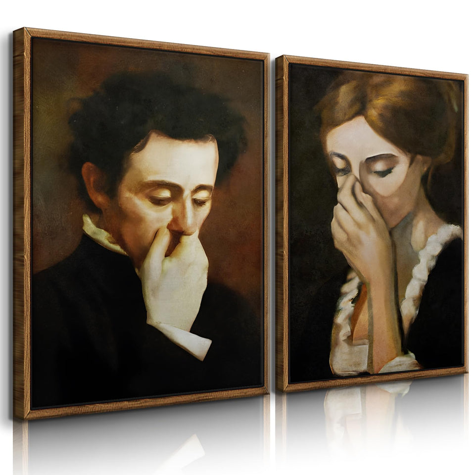 BJVJKSU framed bathroom wall art featuring a woman nose-pinching, adds vintage charm