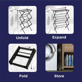 Black+Decker fully expanded rack provides ample drying area.