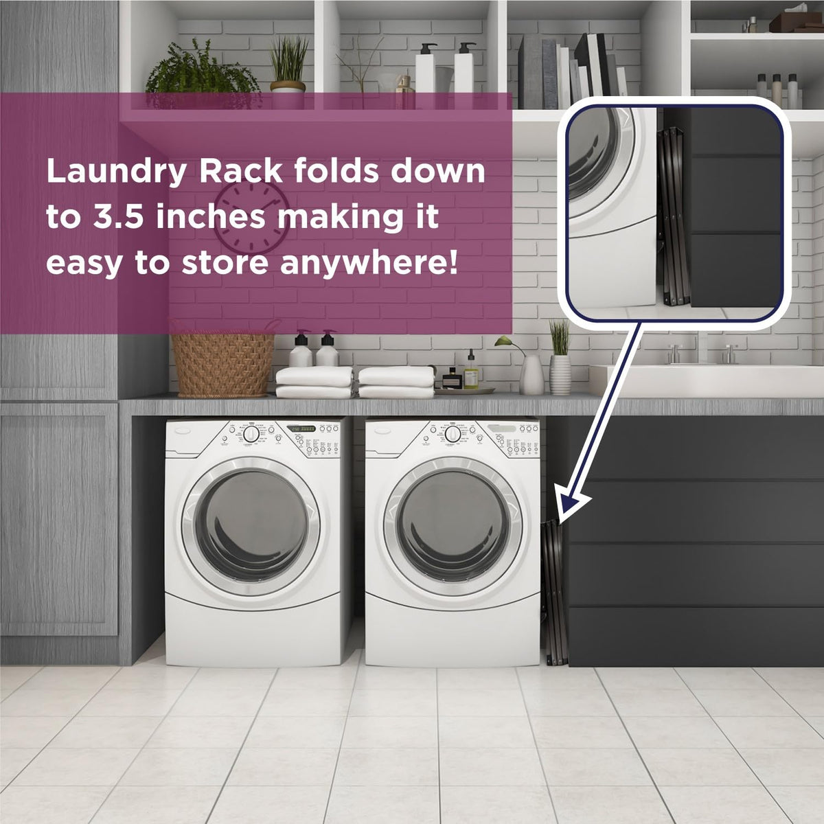 Black+Decker rack in use with garments drying indoors.