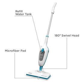 BLACK+DECKER Steam Mop pivot head for easy maneuvering around furniture
