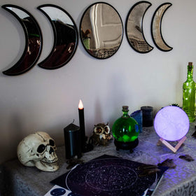 Black Magic Witch moon mirror set showcases phase collection for chic walls in living spaces