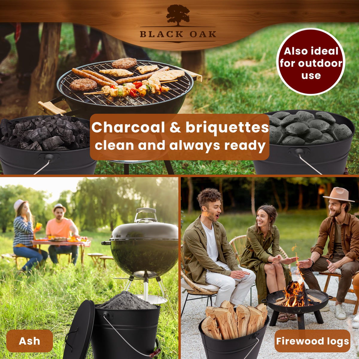 Sturdy lid bracket and wooden handle enable clean, spill-free transport.