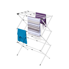 BLACK+DECKER 3-tier drying rack folded for compact storage and easy stowaway.